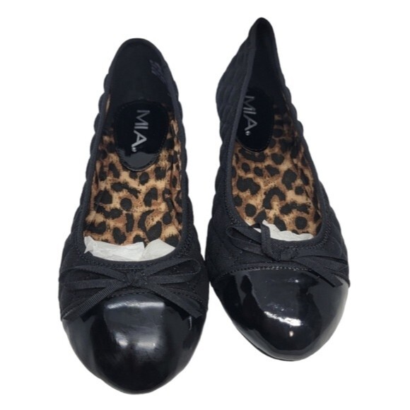 MIA Marjorie black quilted Ballet flat shoes size 8M Bow Closed toe C19564A - Picture 1 of 10